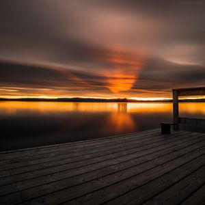 Preview wallpaper sunset, horizon, pier, sky