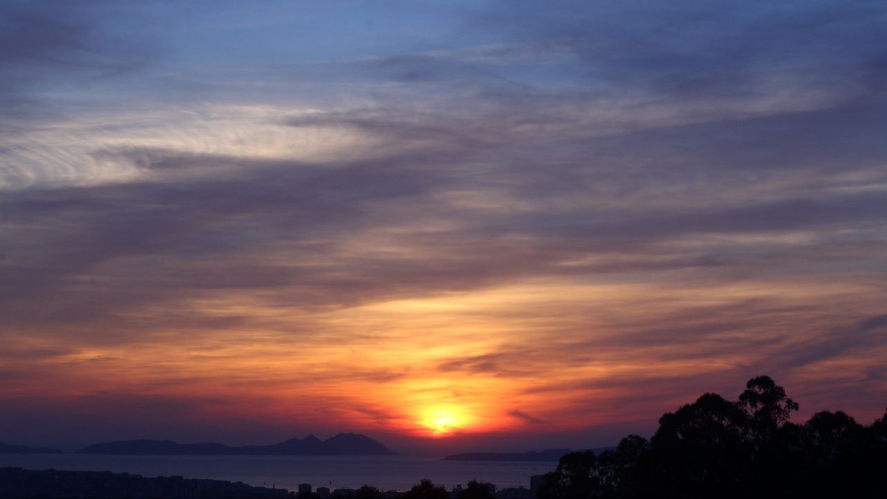 Wallpaper sunset, horizon, sea, sky, spain