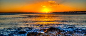 Preview wallpaper sunset, horizon, sea, surf, hawaii, ocean