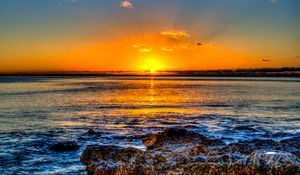 Preview wallpaper sunset, horizon, sea, surf, hawaii, ocean