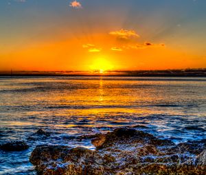 Preview wallpaper sunset, horizon, sea, surf, hawaii, ocean