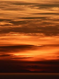 Preview wallpaper sunset, horizon, sea, clouds, dark, twilight