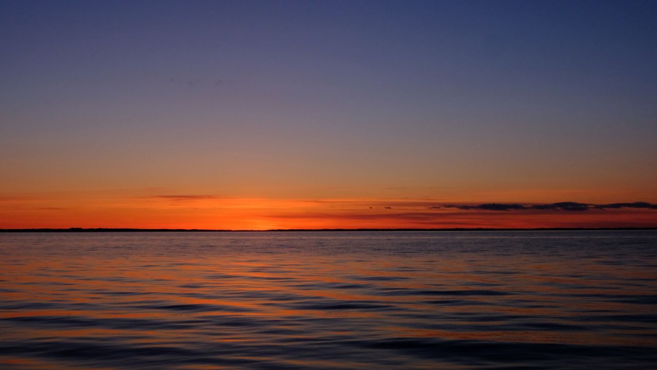 Wallpaper sunset, horizon, sea, night, sky