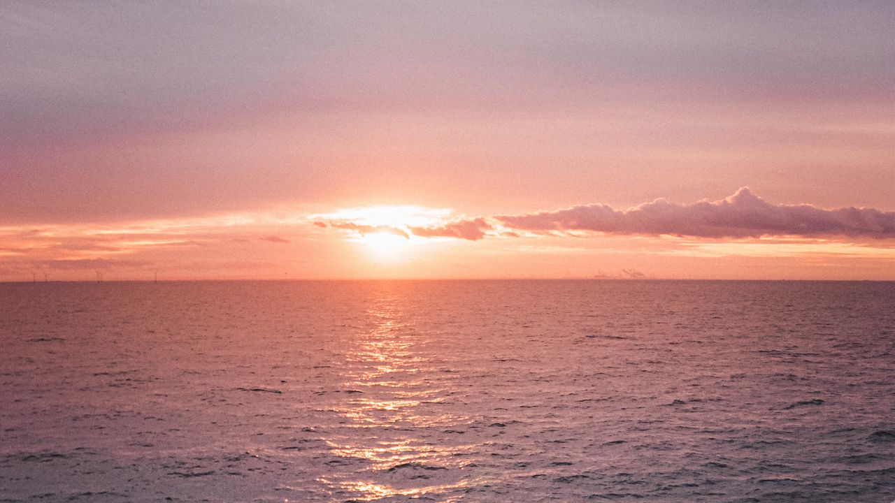 Wallpaper sunset, horizon, sea, sun, evening