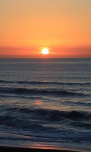 Preview wallpaper sunset, horizon, sea, evening, waves