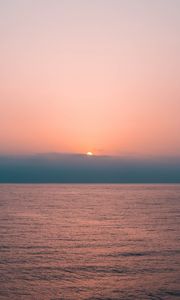 Preview wallpaper sunset, horizon, sea, water, pink