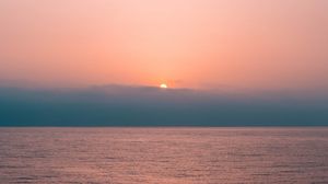 Preview wallpaper sunset, horizon, sea, water, pink