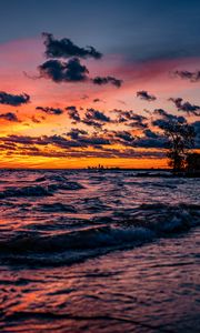 Preview wallpaper sunset, horizon, sea, coast, sky