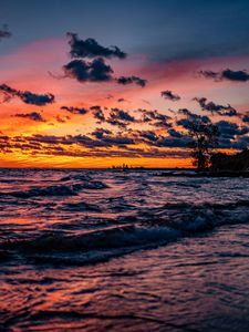 Preview wallpaper sunset, horizon, sea, coast, sky