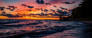 Preview wallpaper sunset, horizon, sea, coast, sky