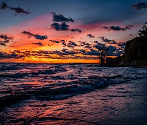 Preview wallpaper sunset, horizon, sea, coast, sky