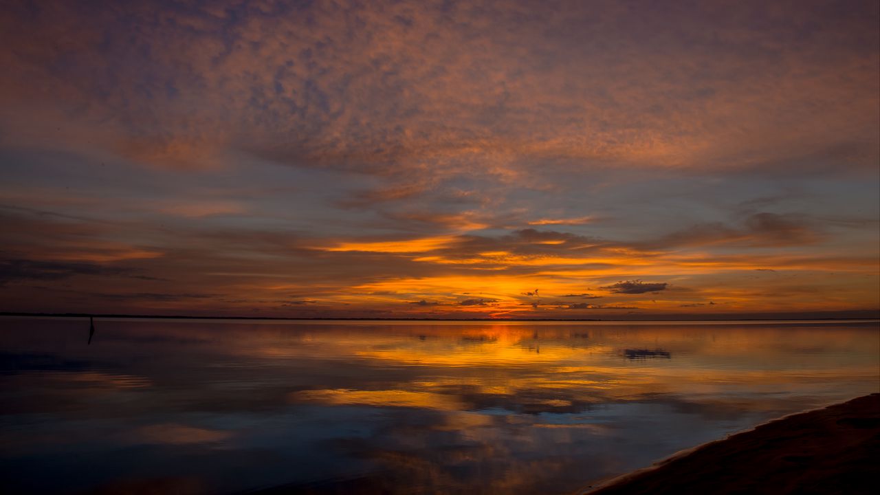 Wallpaper sunset, horizon, sky, cloud