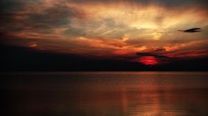 Preview wallpaper sunset, horizon, sky, water, coast