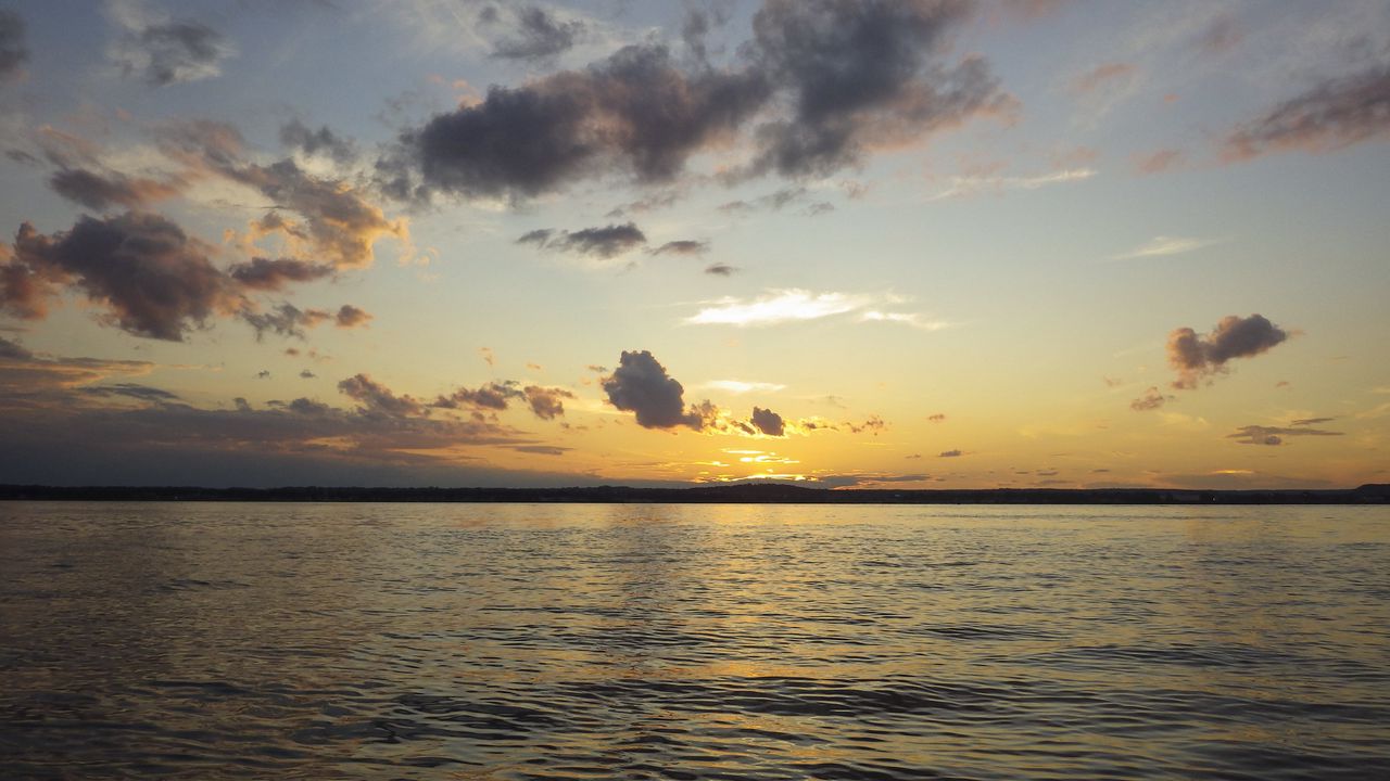 Wallpaper sunset, horizon, sky, clouds, sea