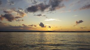 Preview wallpaper sunset, horizon, sky, clouds, sea