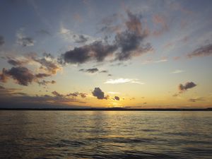 Preview wallpaper sunset, horizon, sky, clouds, sea