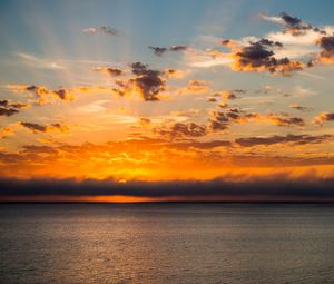 Preview wallpaper sunset, horizon, sun, sea, clouds