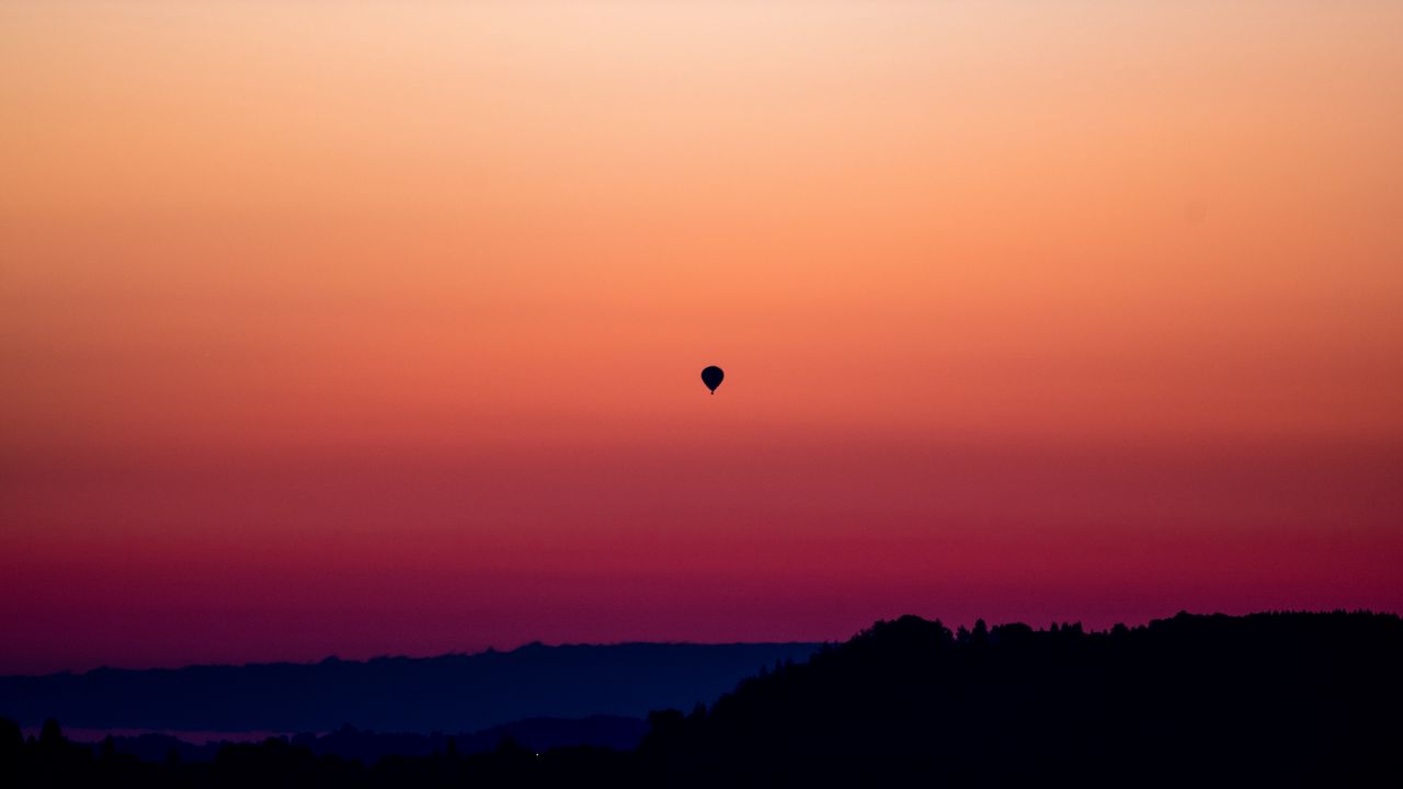 Wallpaper sunset, hot air balloon, sky, dusk