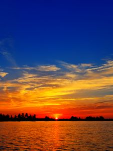 Preview wallpaper sunset, lake, dusk, dark, landscape