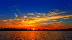 Preview wallpaper sunset, lake, dusk, dark, landscape