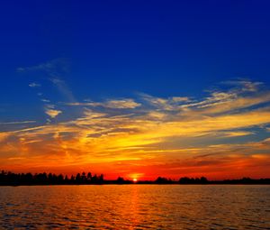 Preview wallpaper sunset, lake, dusk, dark, landscape