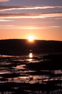 Preview wallpaper sunset, lake, dusk, nature, dark