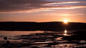 Preview wallpaper sunset, lake, dusk, nature, dark
