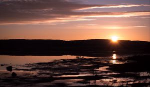 Preview wallpaper sunset, lake, dusk, nature, dark