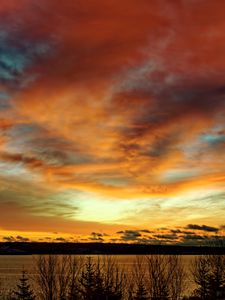 Preview wallpaper sunset, lake, dusk, evening, nature