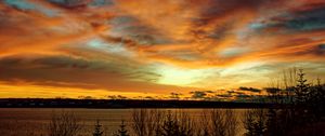 Preview wallpaper sunset, lake, dusk, evening, nature