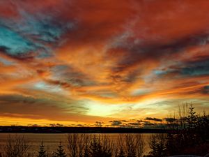 Preview wallpaper sunset, lake, dusk, evening, nature