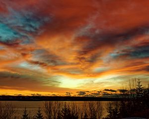 Preview wallpaper sunset, lake, dusk, evening, nature