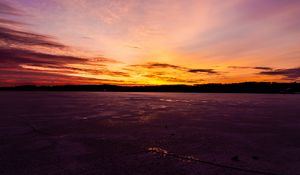 Preview wallpaper sunset, lake, ice, dusk