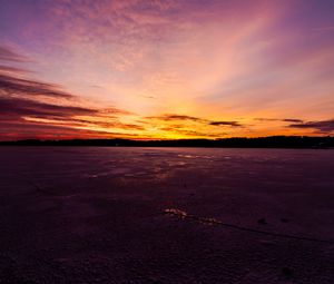 Preview wallpaper sunset, lake, ice, dusk