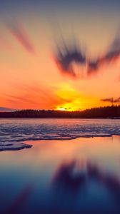Preview wallpaper sunset, lake, ice, sky