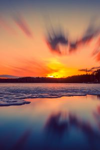 Preview wallpaper sunset, lake, ice, sky