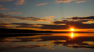 Preview wallpaper sunset, lake, landscape, nature, sun