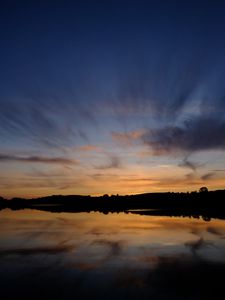 Preview wallpaper sunset, lake, sky, reflection