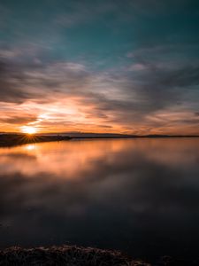 Preview wallpaper sunset, lake, skyline, sky