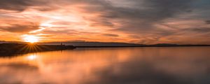 Preview wallpaper sunset, lake, skyline, sky