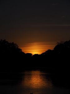 Preview wallpaper sunset, lake, trees, sky