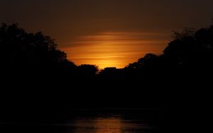 Preview wallpaper sunset, lake, trees, sky
