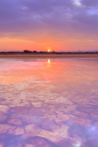 Preview wallpaper sunset, lake, water, sun, landscape