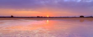 Preview wallpaper sunset, lake, water, sun, landscape