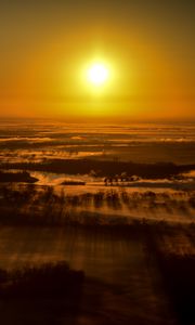 Preview wallpaper sunset, landscape, aerial view, dusk, horizon
