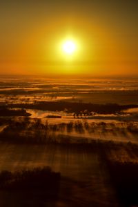 Preview wallpaper sunset, landscape, aerial view, dusk, horizon