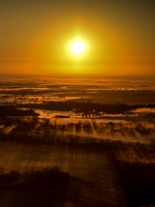 Preview wallpaper sunset, landscape, aerial view, dusk, horizon