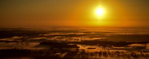 Preview wallpaper sunset, landscape, aerial view, dusk, horizon