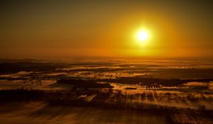 Preview wallpaper sunset, landscape, aerial view, dusk, horizon
