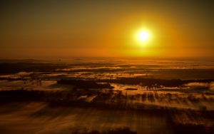 Preview wallpaper sunset, landscape, aerial view, dusk, horizon